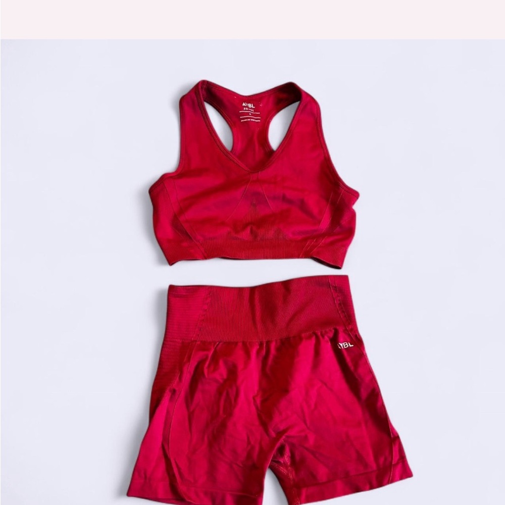 Vibrant Red Sports Bra and Shorts Set